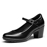 DREAM PAIRS Dame Mary Janes Pumps Chunky High Heel Kleid Schuhe Knöchel Schnalle Runde Kappe...