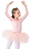 Kinder Ballettkleidung Tütü Ballettkleid Mädchen Baumwolle Balletttrikot Kurzarm Ballettanzug...