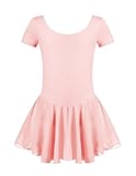 Untlet Ballettkleid Mädchen Kinder Kurarm Ballettanzug Ballett Trikot Kurzarm Body mit Chiffon...