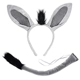 Yolyoo Esel Kostüm Set Tier Kostüm Stirnband Schwanz Tier Kostüm für Karneval Halloween Cosplay...