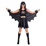 Amscan - Erwachsenenkostüm Batgirl, gezacktes Kleid, Gürtel, Umhang, Arm- und Beinstulpen, Maske,...