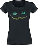 Alice im Wunderland Gatze Chesire - Smile Damen-T-Shirt, Schwarz, Regular, Schwarz, Medium