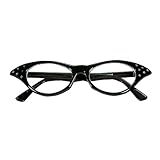 Widmann 96671 - Brille 50er Jahre, schwarz mit Strasssteinen, Rock´n´Roll, Twist, Karneval,...