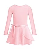 CHICTRY Kinder Mädchen Ballettkleid Langarm Ballett Trikot Stretch Tanzbody Mit Chiffon Rock...