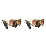 Widmann 6733S - Rock´n´Roll Brille, Gold, mit Koteletten, Sonnenbrille, Karneval, Mottoparty