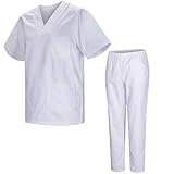 MISEMIYA - Unisex-Schrubb-Set - Medizinische Uniform mit Oberteil und Hose 817-8312-BLANCO - Medium,...