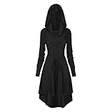 TSIRNK Gothic Kleid Damen,Mittelalter Kleidung Damen,Halloween Kostüm,Renaissance Mit Kapuze Kleid...