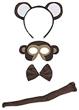 Petitebelle Stirnband Bowtie Schwanz Maske 4pc Kostüm Einheitsgröße Affe