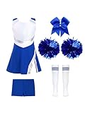 iEFiEL Mädchen Cheer Leader Tanzkostüm Set mit Pompoms Ärmellose Tanzkleid Cheerleading Outfit...