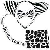 LXWINNER 5 Stück Zebra Kostüm Set,Tiere Zebra Ohren Stirnband Fliege Schwanz Selbstklebendee...