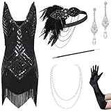 BABEYOND 1920s Kleid Damen Sexy V Ausschnitt Flapper Charleston Kleid 20er Jahre Retro Stil Great...