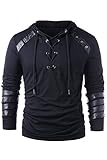 helymore Herren Kordelzug mit Kapuze, Steampunk, Gothic, Sweatshirt, Langarm, für Ritter,...