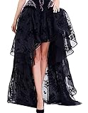 Zooma Frauen Vintage Steam Punk Rock Kostüm Slip Unterrock Schwarz Mesh Hohe Taille Midi Maxi Lange...