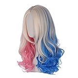 FVCENT 26 Inches lange lose lockige Mischfarbe Frauen Cosplay Karneval Perücke,Harley Quinn cos…...