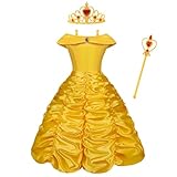 Vicloon ​Prinzessin Belle Kleid,Mädchen Belle Kostüm, Schöne und das Biest Kostüm Verkleiden,...