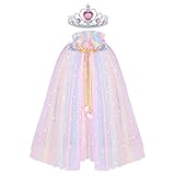 ACWOO Prinzessin Umhang Kinder Mädchen, ELSA Prinzessin Kostüm mit Krone, Halloween Kostüm Umhang...