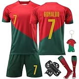 BITOWO Fussball Trikot Kinder Set mit Name Football Trikot Hosen Socks knieschoner Fußball Kostüm...