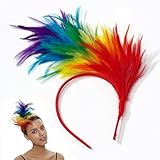 Regenbogen Haarreif,Faschingskostüme Damen,Feder Kopfschmuck Kostüm,Bunt Stirnband,Federn...