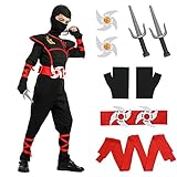 Aomig Ninja Kostüm Kinder, 13Pcs Kinderkostüm Ninja Set, Jungen Mädchen Ninja Anzug Kinder, Ninja...