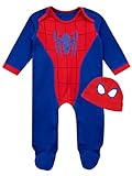 Marvel Strampler Neugeborene und Hut | Spiderman Baby Strampler | Newborn Baby Set Blau 56-68