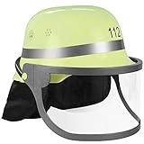 Trendario Feuerwehrhelm Für Kinder und Erwachsene, verstellbar mit Klappvisier & Nackentuch -...