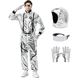 Ragelion Herren Astronaut Kostüm Halloween Spaceman Kostüm Set Unisex Anzug Pretend Role Play...