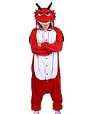 wotogold Pyjama für Erwachsene, Tiermotiv, schwarzer Drache, unisex, Cosplay-Kostüme, rot, XXL