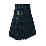 BaronHong Tartan Utility Kilts für Männer Tartan Kilt mit Riemen und großen Frachttaschen (grün,...