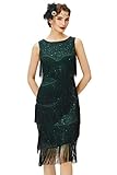 Coucoland 1920s Kleid Damen Runder Ausschnitt Elegant Abendkleid mit Multi Schichten Fransen 20er...