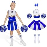 WELLCHY Cheerleader Kostüm Kinder, Cheerleadering Outfit Mädchen, Cheerleading Kleid Cheer...