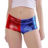 Harley Quinn Kostüm Mädchen und Damen, Harley-Quinn Hose Alequina Blau Rot für Mädchen und...