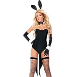 Kadila Store Damen Sexy Bunny Girl Cosplay Dessous Set Party Festival Halloween Kostüm (Schwarz1)