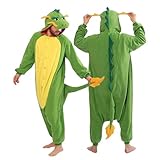 Onesie Kostüm Dino Erwachsene, Dinosaurier Kostüm Grün, Onesie Schlafanzug Männer Frauen,...