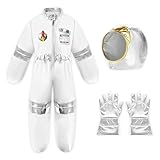 Ficlwigkis Astronaut Kostüm,Space Weltall Kostüm,Weltall Kostüm mit Helm und Handschuhe,Space...