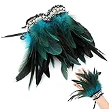 MWOOT 1 Paar Manschetten Federn, Blaue Feather Bracelet, Damen Kostüme Manschetten, Frauen...