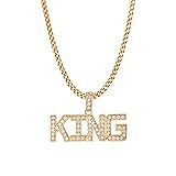 Liitata Hip Hop Gold Halskette KING Zeichen Halskette Rockstar Rapper Punk Gold Kette KING Anhänger...