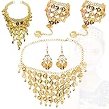 Zeaying 6 Stücke Schmuckset Bauchtanz, Bollywood Kostüm Damen Schmuck, Ketten Gold set,...