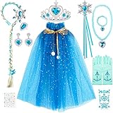 12 PCS ELSA Kostüm Kinder Mädchen, Prinzessin Kostüme Zubehör Mädchen Krone Kinder Umhang...