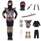 ZUCOS Kinder Ninja Halloween Kostüm Set Mädchen Jungen Ninja Drache Muskeln Carnaval Kostüm...