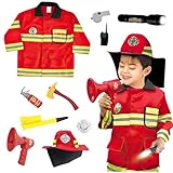 Abiemuce Feuerwehr Kostüm Kinder, Waschbares Feuerwehrmann Kostüm Kinder, Feuerwehr Rollenspiel...