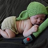 MOVKZACV Baby Yoda Kostüm, Neugeborene Fotografie Requisiten Häkeln Strick Outfits Set Yoda Hut...