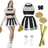 JONRRYIN Cheerleader Kostüm Damen, Cheerleading Uniform, Cheerleader Outfit Damen mit Cheerleader...