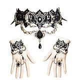 Jurxy Gotisch Choker Halskette Armbänder Schmuck 3 PCS Halsband Ketten Victorian Steampunk Retro...