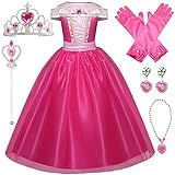 Kosplay Mädchen Prinzessin Aurora Kostüm Dornröschen Verkleidung Kinder Prinzessin Kleid mit...