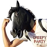 CreepyParty Halloween Kostüm Party Tierkopf Latex Masken Schwarzes Pferd