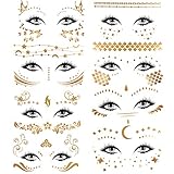 Konsait 8 Stück Tätowierung aufkleber Metallic Flash Tattoos Face Tattoo Gesicht Aufkleber...