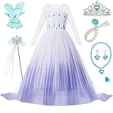 Eadaion ELSA Mädchen Prinzessin Kostüm, Eiskönigin ELSA Kostüm Kinder, 10-teiliges Set ELSA...