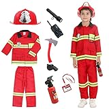 Udekit Feuerwehrmann Kostüm für Kinder Feuerwehrchef Cosplay Rollenspiel Spielzeug Zubehör für...