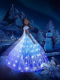 UPORPOR LED Kostüme Mädchen Kinder Kleid Karneval Schnee Prinzessin Halloween Eis Verkleidung Fee...