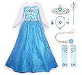 JerrisApparel Prinzessin Kostüm Karneval Verkleidung Party Kleid (130, ELSA mit Zubehör)